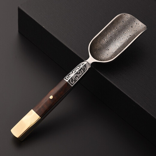 Tea spoon from simple solid wood tea spoon tea spoon single tea art accessories stainless steel kung fu tea set tea can tea spoon ebony stainless steel tea spoon
