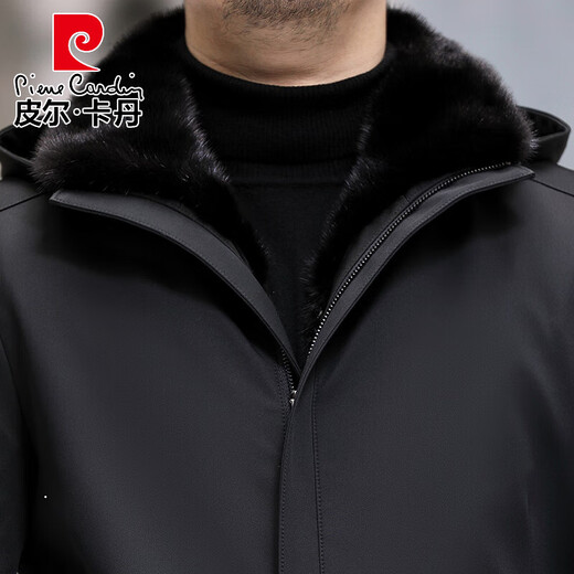 
Pierre cardin (pierre cardin) Parkfor men's short mink liner mink coat for winter new genuine leather jacket thickened fur coat Black mink liner L 48