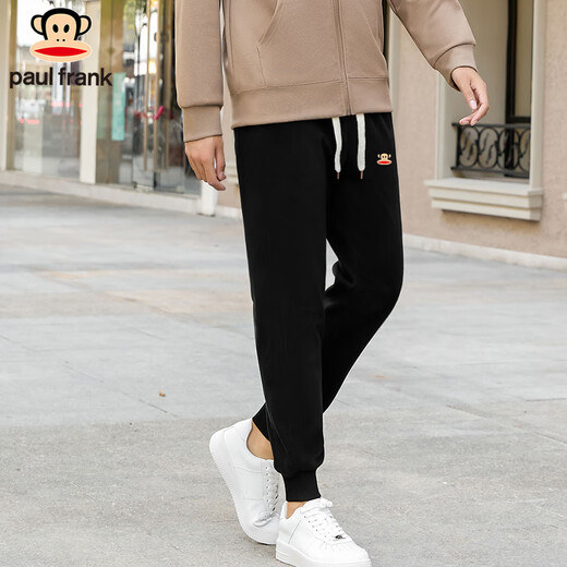 Big Mouth Monkey Autumn and Winter sweatpants for men and women, loose leggings, trendy velvet comfortable sweatpants, black, no velvet, women's L 100-120Jin Jin is equal to 0.5 kg