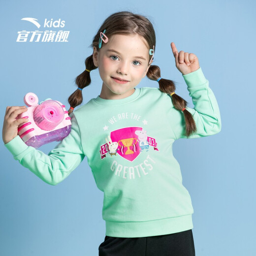 [Peppa Pig] Anta Children's Children's Clothing Official 3-6 Years Old Round Neck Children's Sweatshirt 2020 Spring New Long-Sleeved T Kindergarten Baby Girls Bottoming Shirt [Girl] Green-3110cm/Children