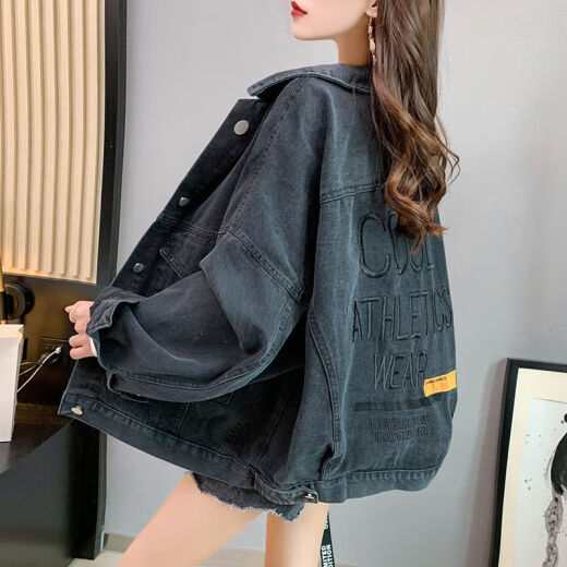 ZHIDOUDOU牛仔外套女网红潮流短款宽松百搭2025春秋洋气新款牛仔衣女装上衣 9926#图片款蓝色 S  建议80--100斤