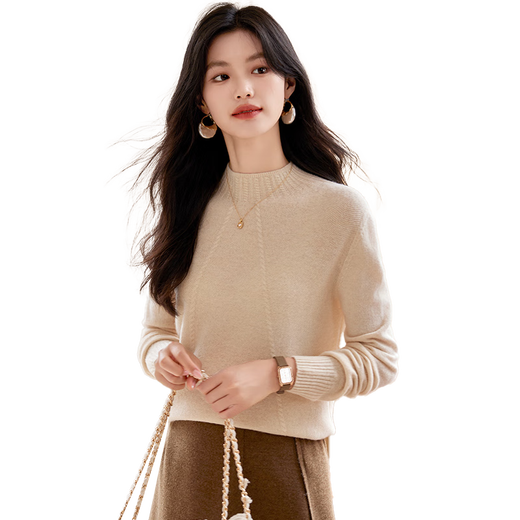 She enjoys 100% pure wool sweater women's autumn and winter half turtleneck sweater bottoming sweater twist wool sweater women T144Z8007