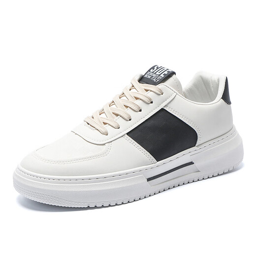 Shoes for men in summer breathable thick sole trendy versatile sports shoes for men in men’s board shoes breathable trendy shoes fashion casual shoes 9906 white and black 44