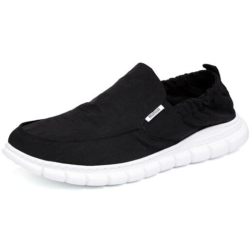 Old Beijing cloth shoes men's casual men's shoes for summer breathable one-foot lazy trendy shoes soft sole lightweight quick-drying cloth shoes 881-Black- 42