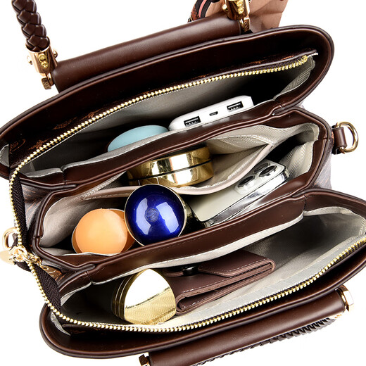 Kangaroo Kara brand genuine leather bag 2025 new Valentine's Day gift for wife, leather handbag, middle-aged crossbody bag for women, brown (gift box + handbag)