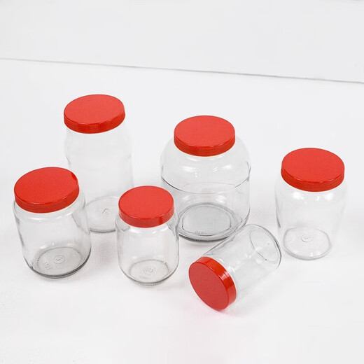 Glass bottle plastic lid pickled pickles sealed jar honey bottle food grade high temperature resistant pickle storage bottle 500g x 12 bottles with lid and sealing gasket