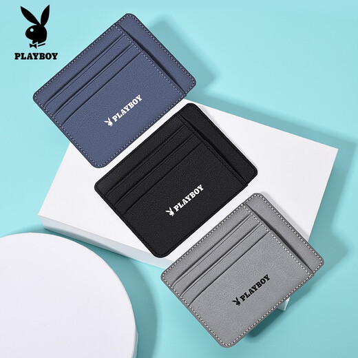 Playboy (Playboy) Kartentasche für Männer kleiner tragbarer Mini -Kartenclip Thin Bank Card Cover Card Bag Mehrfachkartenschlitz Dünne Frauenlizenz -Lizenz Clip Grau Grau