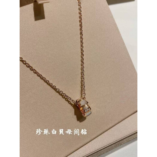 Vickisarge18K rose gold-plated color gold snake bone clavicle necklace white mother-of-pearl moissanite personalized snake-shaped diamond pendant for women Shirakawa mother-of-pearl