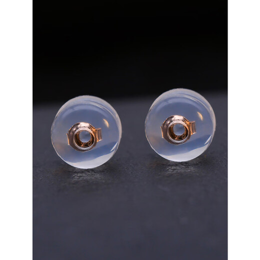 Yuyao 18k gold ear plugs, silicone ear buckles, ear stud plugs, anti-falling, anti-slip, advanced fixed gold 750 gold back plugs, two pairs of white 18k ear plugs (imported)