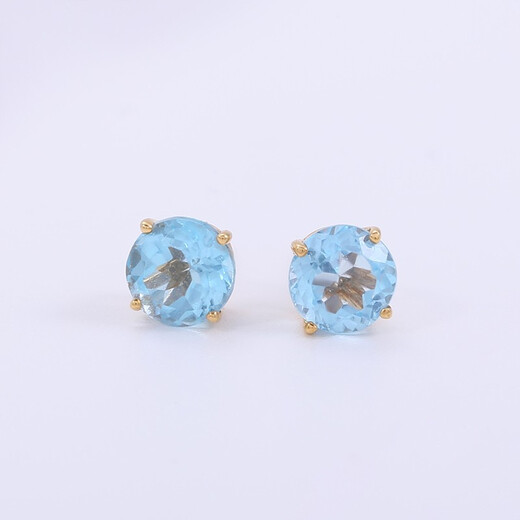 GEM STONE KING 1.8 carat Swiss blue topaz stud earrings 14K gold inlaid with a single colored gemstone classic gift for girls Swiss blue topaz