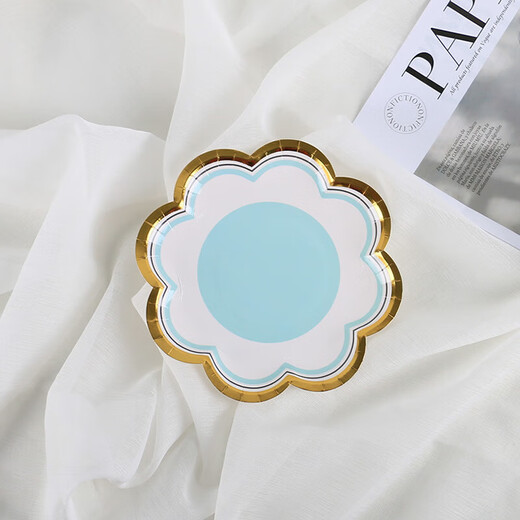 Haofanjie disposable color paper dinner plate food grade birthday tableware dessert snack plate bone plate large plate 7 inch purple petal paper plate 10 pieces