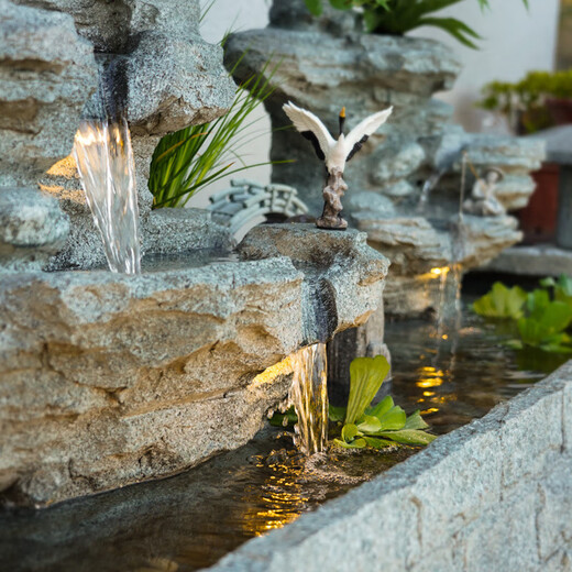 Shengyaqi rockery waterfall self-circulating flowing water landscape fish pond tank balcony terrace courtyard garden outdoor feng shui wheel landscaping 5010[19070155CM high]