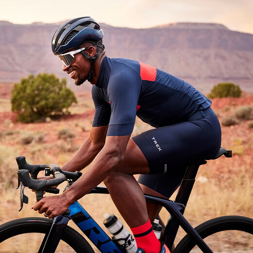 TREK Circuit Men's Lightweight, Breathable, Comfortable, Cushioned, Sunscreen and Eco-Friendly Cycling Bib Shorts, Dark Blue M