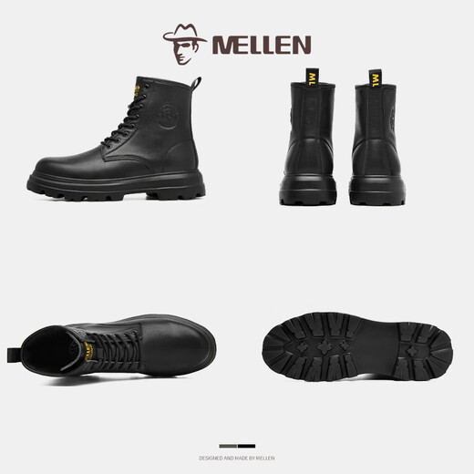 Botas de hombres minglang para hombres versátiles retro botas cortas ropa de trabajo botas amarillas de estilo parejas 'al aire libre de montañismo nieve de montañismo martin martin negros (cuero nappa) 42 (260 mm)