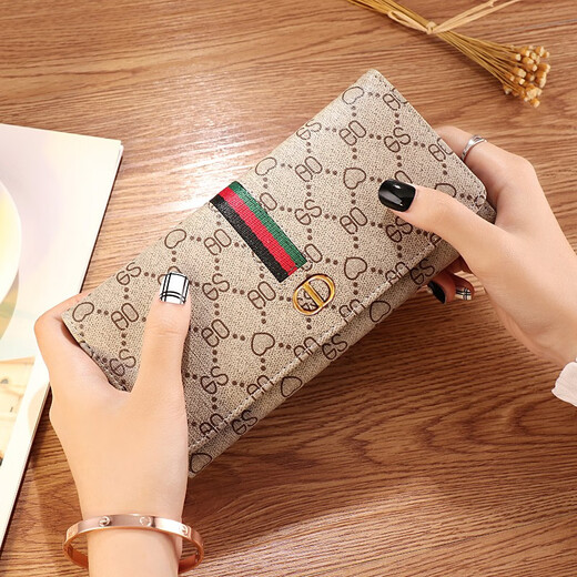 Yuboyan Long Wallet Ladies 2025 New Fashion Simple Folding Multi-function Hand Holding Wallet Card Bag Gifts for Girlfriend Taoxin (10 Card Positions) Can be placed on your phone