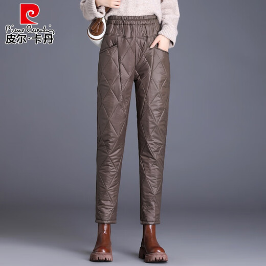 Pierre Cardin Down Pants Women's Outerwear 2025 Autumn and Winter New Pants - 40 Degree Coldproof Straight Cotton Pants Versatile Khaki M Recommended 90-105 Jin Jin equals 0.5 kg