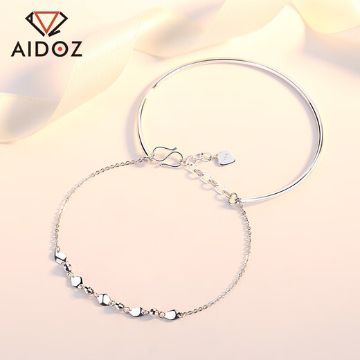 Aido Diamond pt950 platinum double layer bracelet for women, fashionable platinum transfer bead jewelry gift for wife, weight 3.9-4.1 grams + delivery certificate