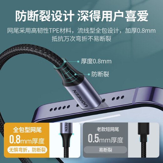 Greenlink MFi certification does not pop up, suitable for Apple charging cable fast charging data cable USB to Lightning iPhone14/13/12 mobile phone ipad tablet 1m