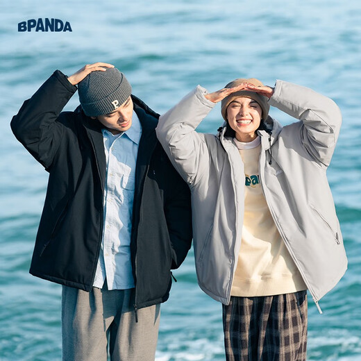 Panda Ben (ben.panda) cotton-padded jacket for men in autumn and winter, mountain style, warm, water-repellent, loose-fitting, couple cotton-padded jacket, multi-wear jacket, black L