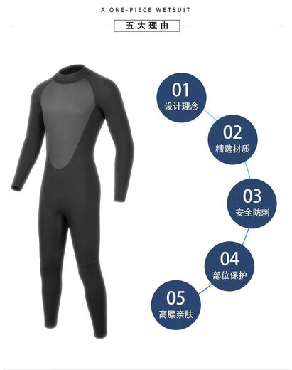BLUE DIVE wetsuit for men 3mm fine embossed one-piece men's warm and wear-resistant fishing suit jellyfish suit surfing suit swimming and snorkeling 3mm black fine embossed XL