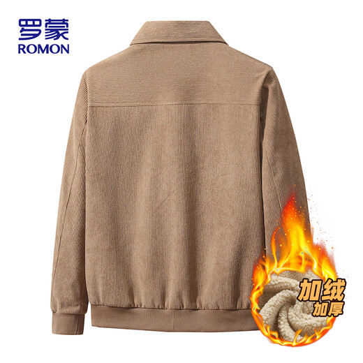 ROMON jacket men's autumn and winter lapel comfortable top business casual corduroy jacket men 2422 khaki thickened 2XL