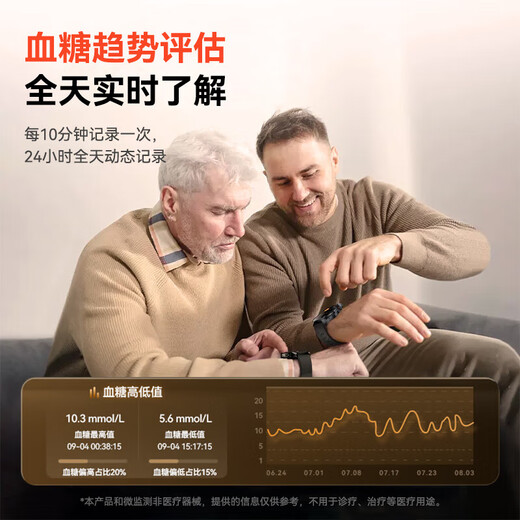 FUKR华为机适用智能健康血糖血压监测手表测无创血脂尿酸血氧心率一体机免扎针仪器睡眠动态手环 【德国进口芯片+五脏微监测+血糖尿酸血压一体机】