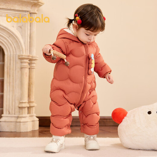 Ropa para niños de Balabala para bebés onesie de chaqueta delgada ropa de bebé 2025 ropa de invierno abrazando ropa arrastrándose ropa y niñas lindas divertidas halcones de cita con rojo - pato blanco down 90 cm - 47g cantidad de llenado