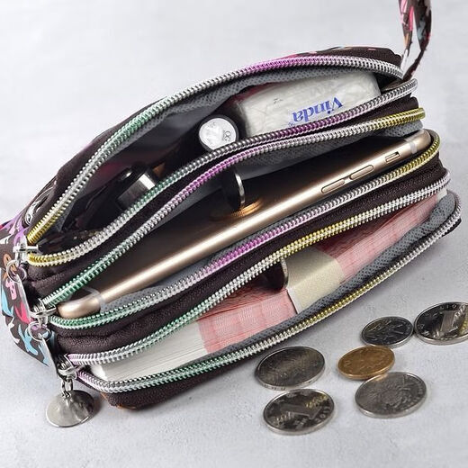 Mangcang three zipper fabric wrist clutch bag women fashion versatile cartoon student bag long change key mobile phone bag style love