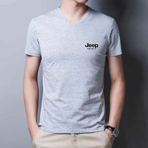 JEEP SPIRIT吉普短袖T恤男士上衣服夏季潮流纯色休闲半截袖冰丝百搭半袖服装 9922黑色 L (110斤-125斤)