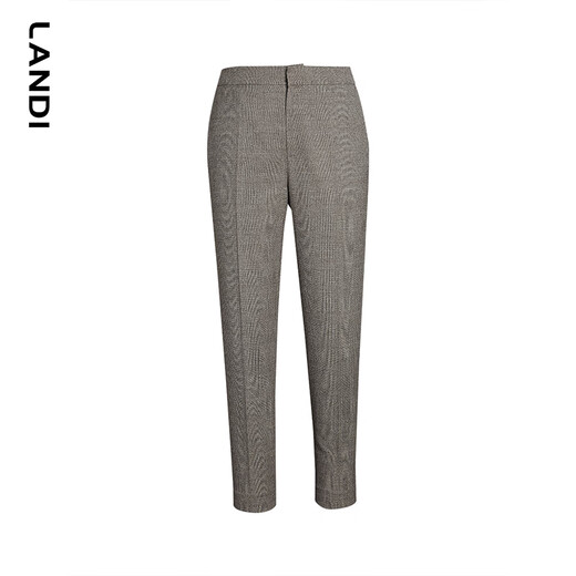 LANDI Checked Wool Suit Pants Women's New Winter Dark Gray Slim Fit Pants Trousers Gray Brown L