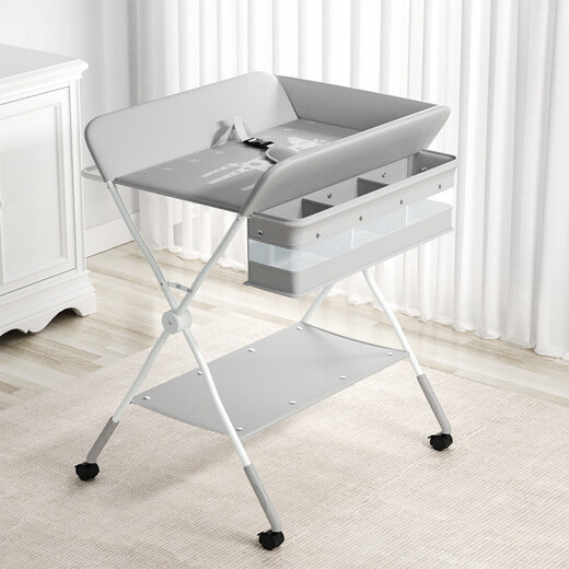 Clcey Windel Tabelle faltbare einfache Babypflege Tabelle Crib Baby Windelwechsel Tabelle Neugeborene Touch Tabelle Windel Tisch - graues mobiles Modell + Drei -teiliger Set
