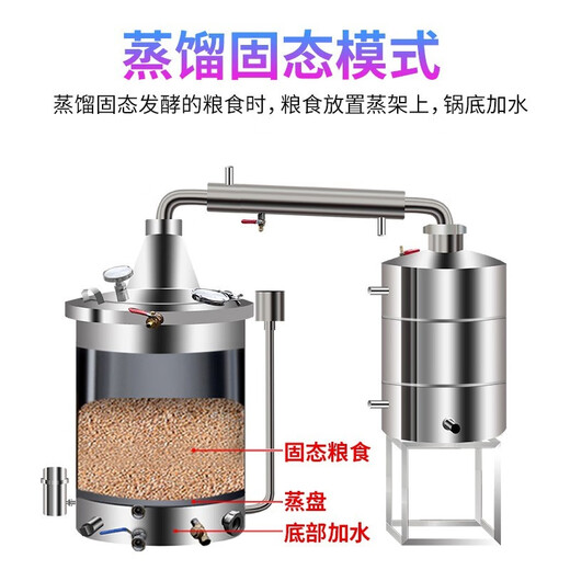 仕夕烁商用新款大型烤酒烧酒小型酒坊家用商用白酒柴火蒸馏机酿酒机蒸酒器酿酒设备 自动翻转290型880升【可做290斤干粮】