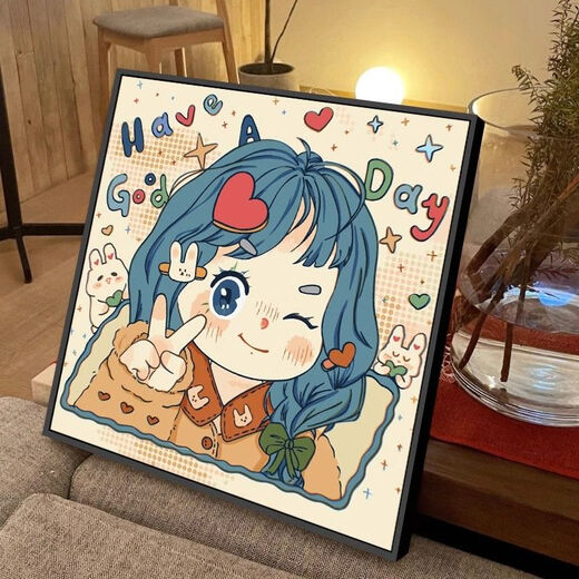 
Meisan (Meian) cute girl digital oil painting DIY hand-filled oil painting cartoon cartoon coloring healing decoration hanging painting RS12342 30*30cm
