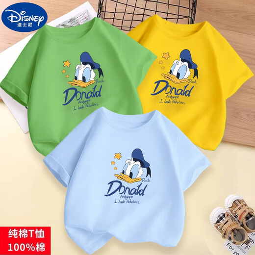 Disney children's T-shirt boys short-sleeved summer bottoming shirt girls half-sleeved baby girl fashionable top clothes fashionable children's clothing orange #6173 Donald Duck size 100 recommended age 3-4 years old