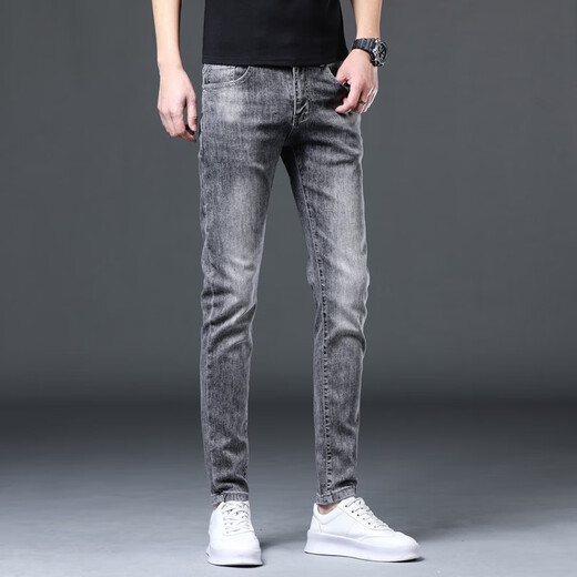 Diotu Autumn New Men's Jeans Light Luxury Brand Trendy Brand Pantalon Slim Ajustement Slim Pantalon Fashion Pantalon Men de mode Pantalon FRENDY Youth Tendy Heavy and Fasha