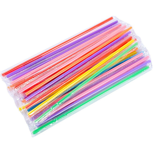 Yexiang disposable straws individually packaged colorful curved plastic straws juice drinks milk tea straight drinking thick and thin straws color individually packaged straws-2 packs (200 pieces)