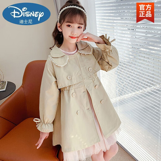 Disney Girls Spring and Autumn Trench Coat 2023 New Mid-Length Style Fashionable Medium Large Children Princess Pink New Coat Pink [Spring and Autumn Style] 160 Size [Suggested height about 150cm]
