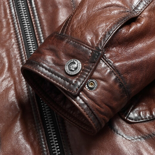 Hengyuanxiang Ziegenlederfell einteilige Männer mit echter Lederjacke für Herren silberne Ball grau Nerz Innerer Deckel Marten einteiliger kurzer Reißverschluss mit Kapuze Winter Brown L.