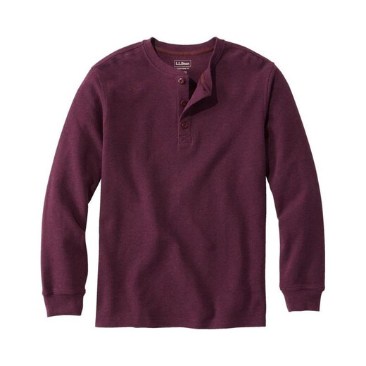 L.L.Bean men's T-shirt pure cotton Henry collar casual sports fashion versatile pullover bottoming shirt soft TA502224 Barley Heather S suitable for bust 97-105CM