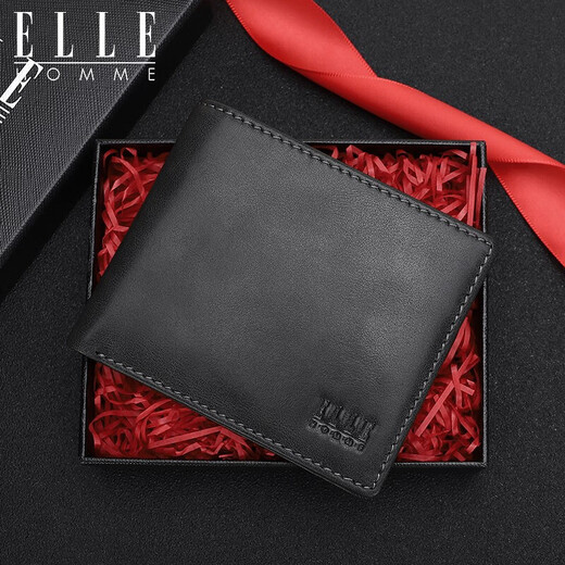 Короткий кошелек Elle Homme Men's Men's Multi-Cow-Cow-Cow-Cow-Shile Multi-Cill Clip, горизонтальный кошелек 3820 Подарок на день рождения