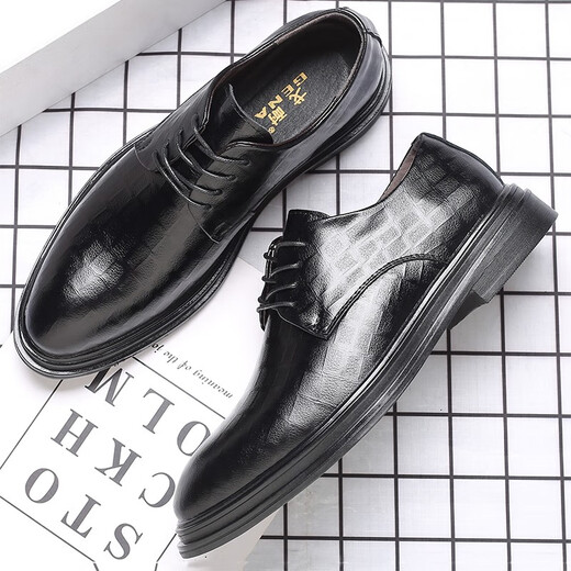 Gonai men's inner height increasing men's shoes, formal leather shoes, men's business casual shoes, genuine leather height increasing shoes, men's British derby shoes, black, height increasing 8cm, genuine cowhide, four seasons 40 (250mm)