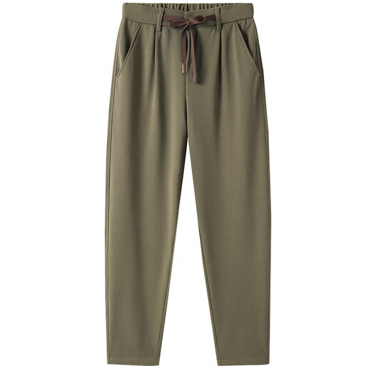 MARKLESS casual pants men's autumn and winter hanging easy-to-maintain smart pants four-sided elastic versatile simple trousers 4855 apricot green 31