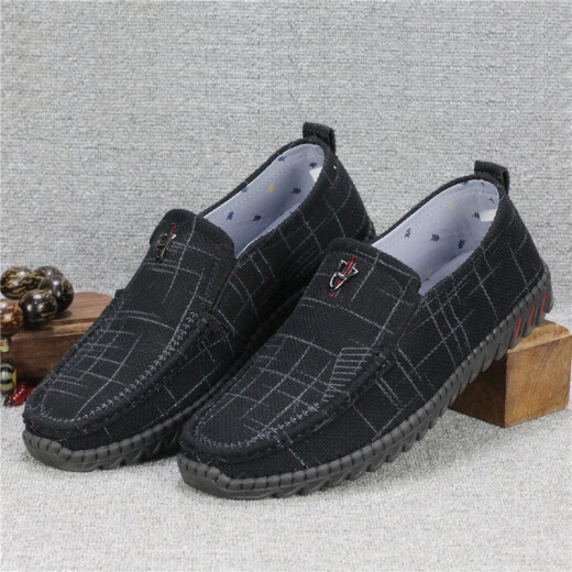 
Hongxingxiang old Beijing cloth shoes men's singles shoes spring and autumn breathable casual shoes soft sole non-slip beef tendon sole driving shoes beans shoes 698 men's gray singles 44