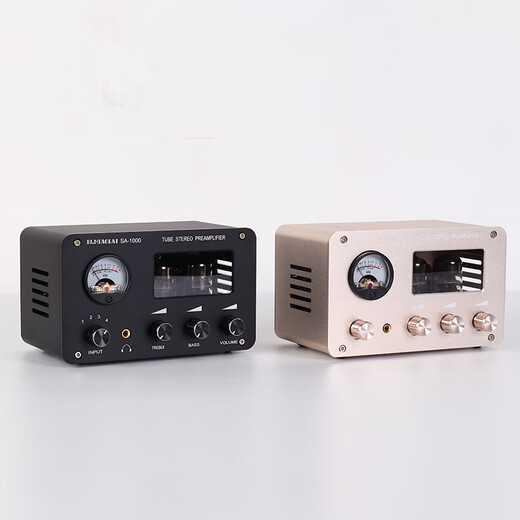 PJ.MIAOLAI SA-1000复古发烧HiFi电子管胆前级耳机放大器一体 功放音响前级播放器高低音调节 4进2出音频切换 黑色SA-1000（经典无蓝牙版本）