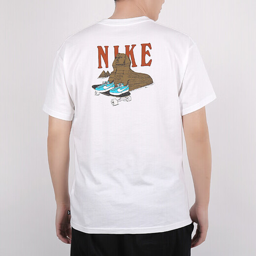 Nike (Nike) Nuevo estilo de ejercicio de ejercicios para hombres Camiseta de manga corta de cuello corto impreso impreso