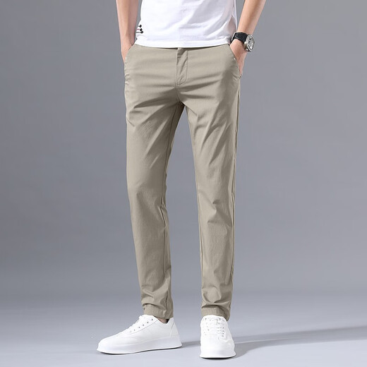 
BPZ casual pants men's summer thin elastic strap elastic trousers small feet pants fashionable slim pants men's pants 9118 khaki + 9118 light green 32 size suitable for weight 1355 Jin [Jin equals 0.5 kg]-145 Jin [Jin equals 0.5 kg]