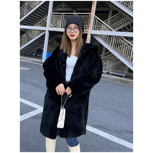 Tafu Brand Women's Clothing Imported Otter Rabbit Fur Coat para mujeres Mid-longitud de longitud media de invierno Nuevo pelaje integrado White M 106-115Jin [Jin es igual a 0,5 kg]