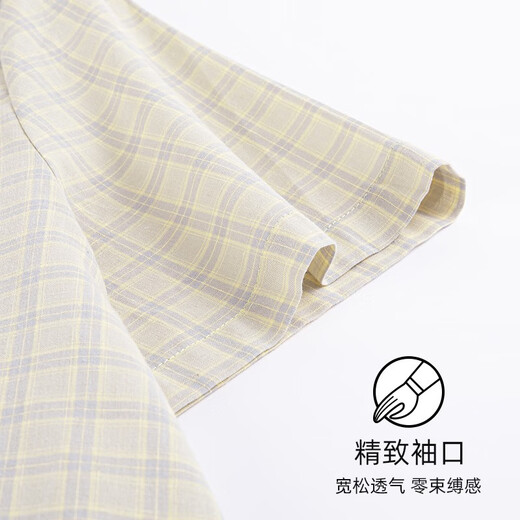 
Yunzhi pajamas for women in summer woven pure cotton cropped sleeves trousers middle-aged mother summer thin women's home clothing suit 5012-Genting yellow XL (170): Recommended 120-140Jin [Jin equals 0.5 kg] to wear