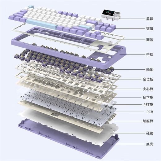 黑爵（AJAZZ）AK870三模客制化机械键盘 全键热插拔 Gasket结构RGB 原厂PBT三拼键帽 原厂黑灰黄 飞鱼轴	
