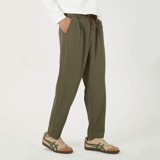 MARKLESS casual pants men's autumn and winter hanging easy-to-maintain smart pants four-sided elastic versatile simple trousers 4855 apricot green 31